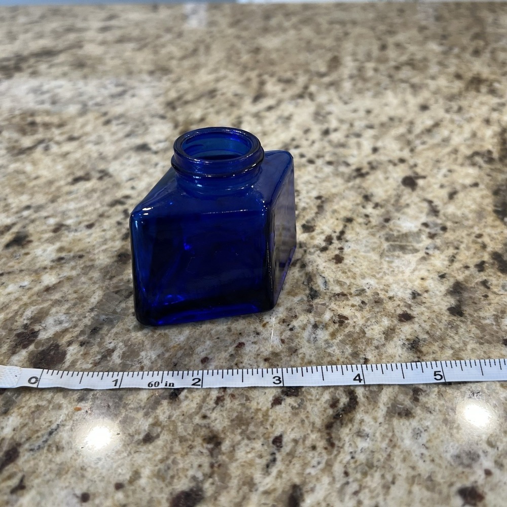 Parker Inkwell #59CC‎ Diamond Cobalt Blue Glass Bottle Jar Container 2 Ounce - Picture 4 of 7